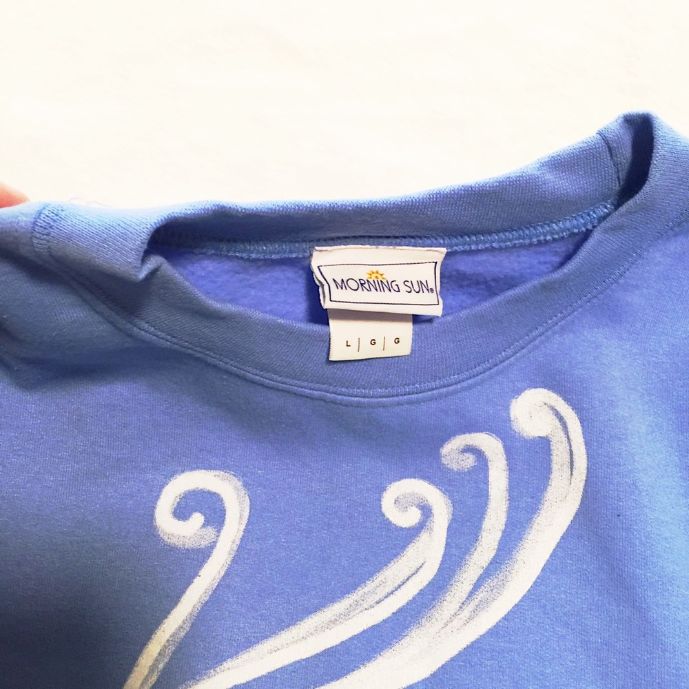 🌊Blue Sea-Turtle Crew Neck Cropped Lg.Sweatshirt - Picture 2 of 8